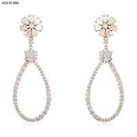Floral Teardrop Statement Drop Earrings in 14K Yellow Gold