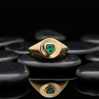 Brilliance Emerald Heart 14K Signet Ring