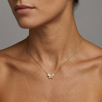 Nature Inspired Butterfly Diamond Pendant Necklace in 14K Gold