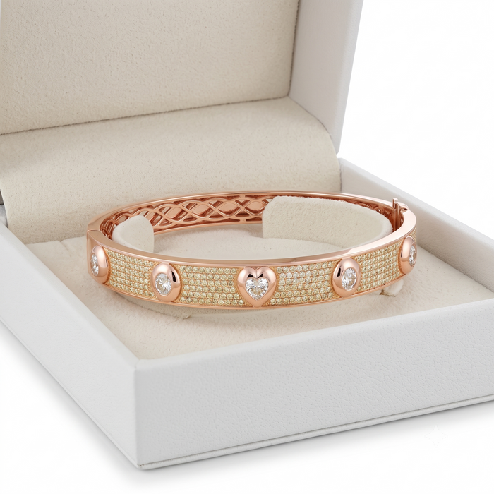 Diamond Thread Bangle Bracelet in 14K Yellow Gold