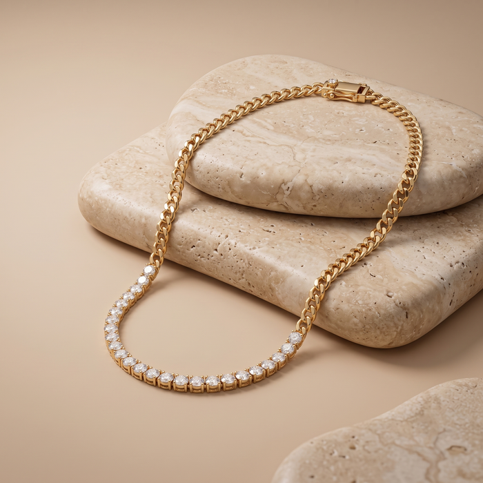 33 Diamond 14K (or 18k upon request) Yellow Gold Link Necklace