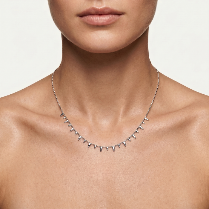 Gleam Diamond Station Necklace in 14K White Gold