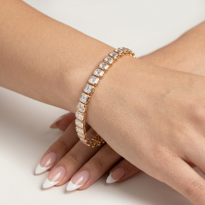 Champagne Diamond Tennis Bracelet in 14K Yellow Gold