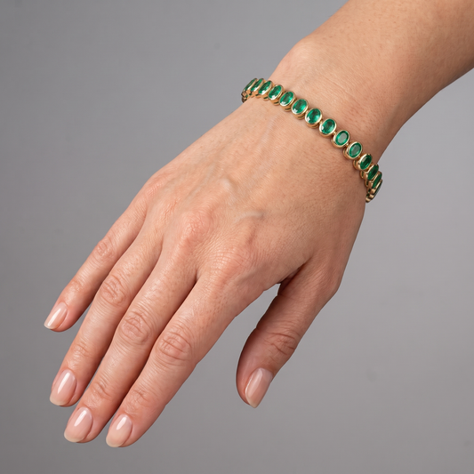Brilliant Green 14 Oval Emerald & Yellow Gold Bracelet
