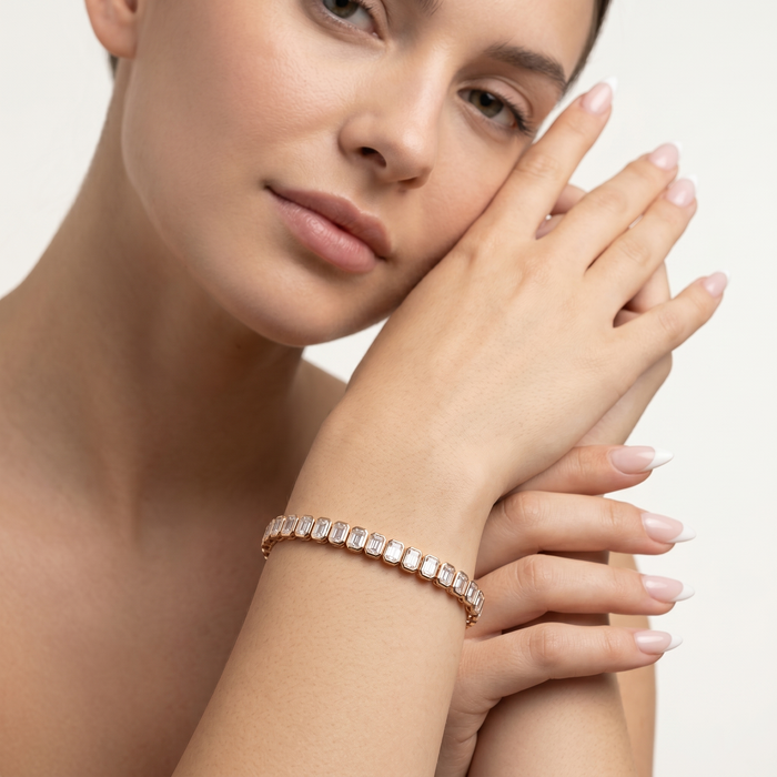 Champagne Diamond Tennis Bracelet in 14K Yellow Gold