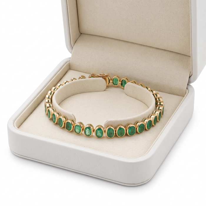 Brilliant Green 14 Oval Emerald & Yellow Gold Bracelet