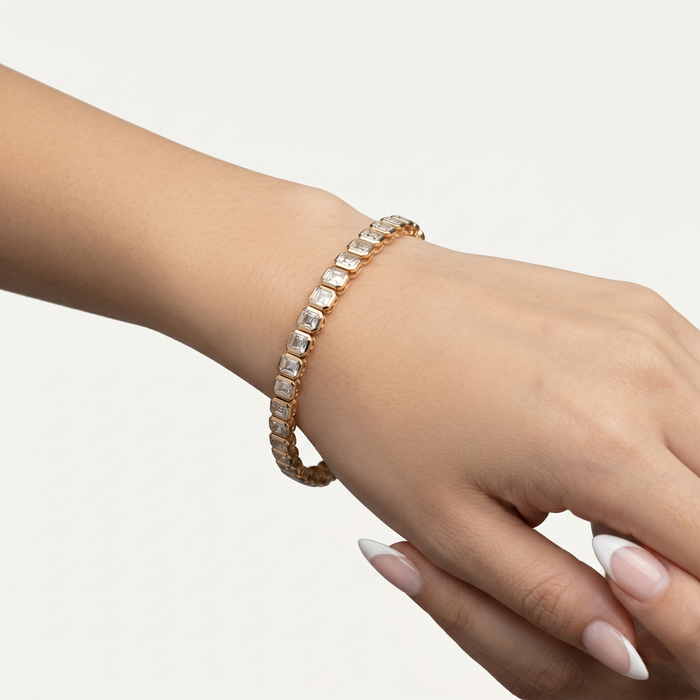 Champagne Diamond Tennis Bracelet in 14K Yellow Gold