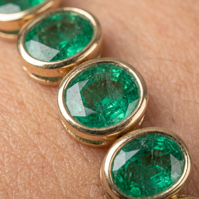 Brilliant Green 14 Oval Emerald & Yellow Gold Bracelet