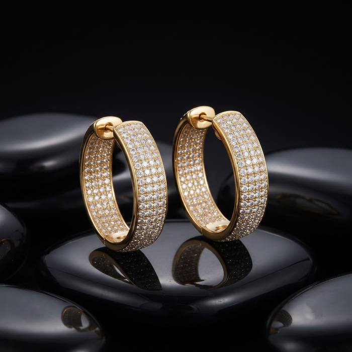 Eternal Diamond Hoop Earrings in 14K Yellow Gold