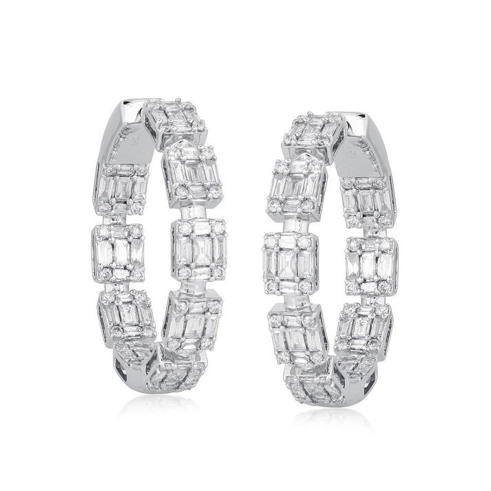 Modern Classic Diamond Hoop Earrings in 14K Yellow Gold