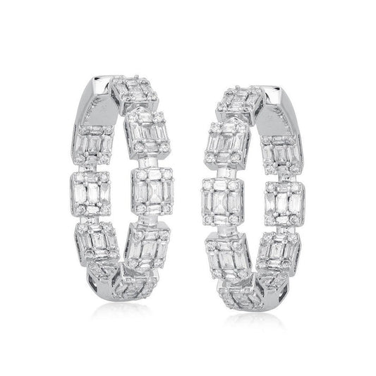 Modern Classic Diamond Hoop Earrings in 14K Yellow Gold