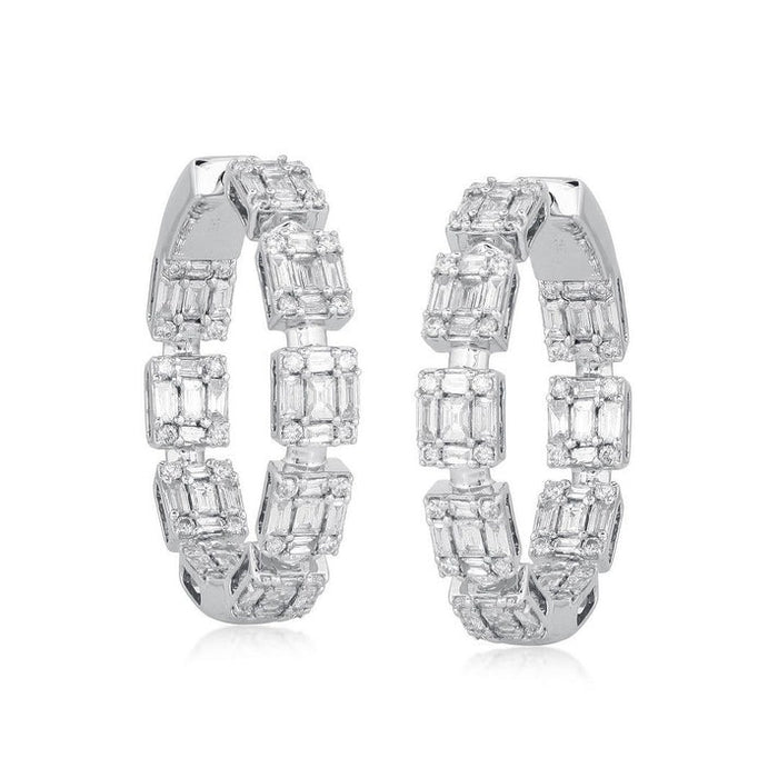 Modern Classic Diamond Hoop Earrings in 14K Yellow Gold