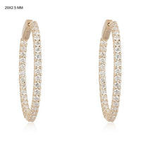Radiant Pave Diamond Hoop Earrings in 14K Yellow Gold