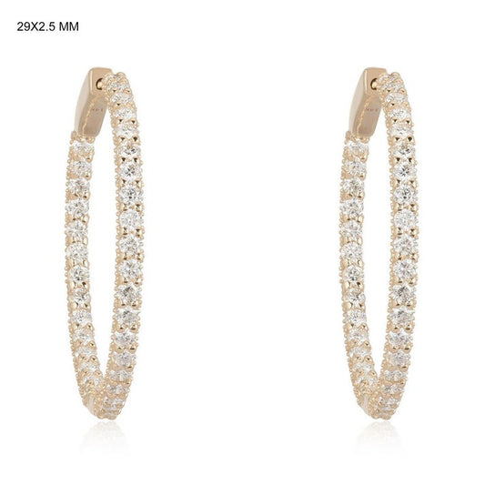 Radiant Pave Diamond Hoop Earrings in 14K Yellow Gold
