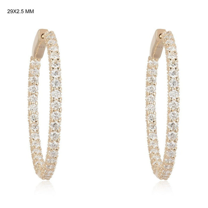 Radiant Pave Diamond Hoop Earrings in 14K Yellow Gold