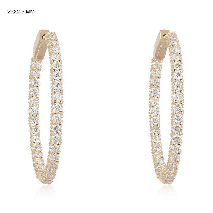 Radiant Pave Diamond Hoop Earrings in 14K Yellow Gold