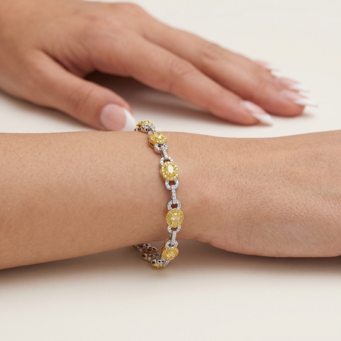 Oval Yellow Diamond Tennis Bracelet in 18K Yellow Gold