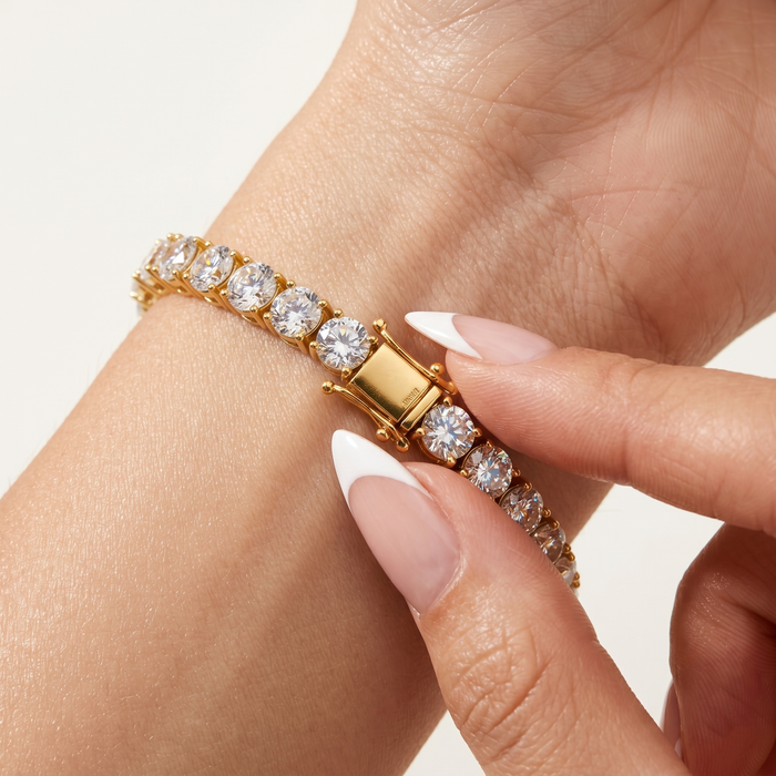 Radiant Rounds Bezel Diamond Line Bracelet in 14K Gold