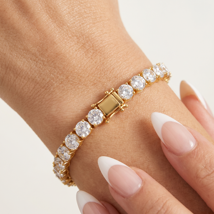 Radiant Rounds Bezel Diamond Line Bracelet in 14K Gold