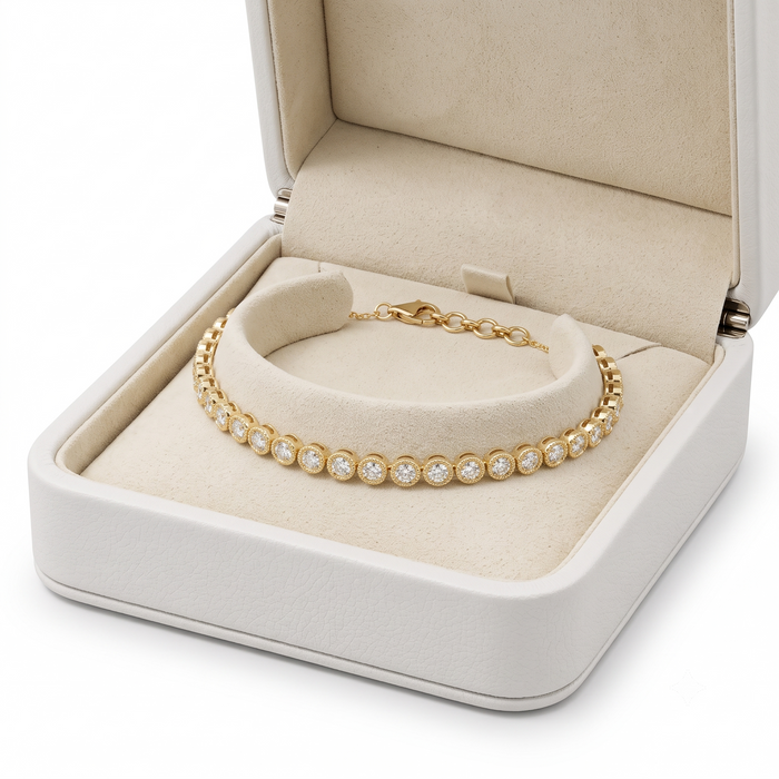 Morganite Diamond Tennis Bracelet in 14K Yellow Gold
