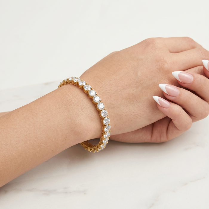 Radiant Rounds Bezel Diamond Line Bracelet in 14K Gold