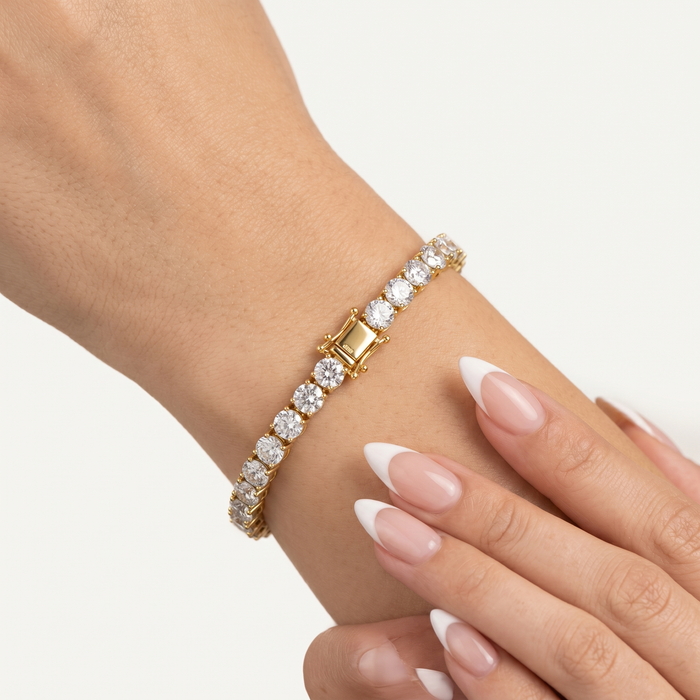 Radiant Rounds Bezel Diamond Line Bracelet in 14K Gold