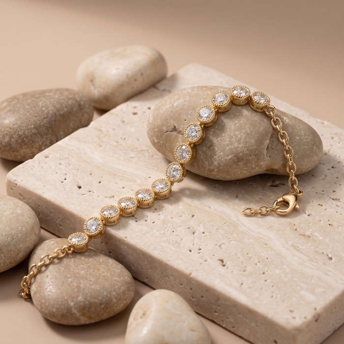 Morganite Diamond Tennis Bracelet in 14K Yellow Gold