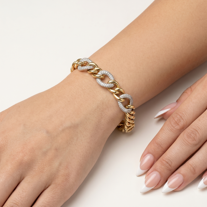 Heavenly Diamond Link Chain Bracelet in 14K Yellow Gold
