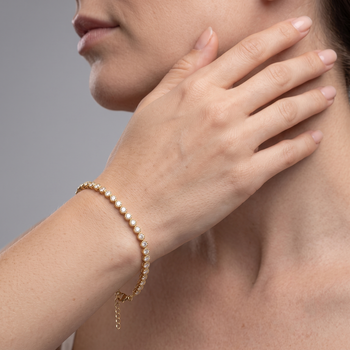 Morganite Diamond Tennis Bracelet in 14K Yellow Gold