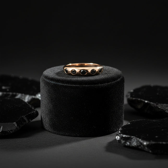 Black Diamond 14K Rose Gold Band Ring