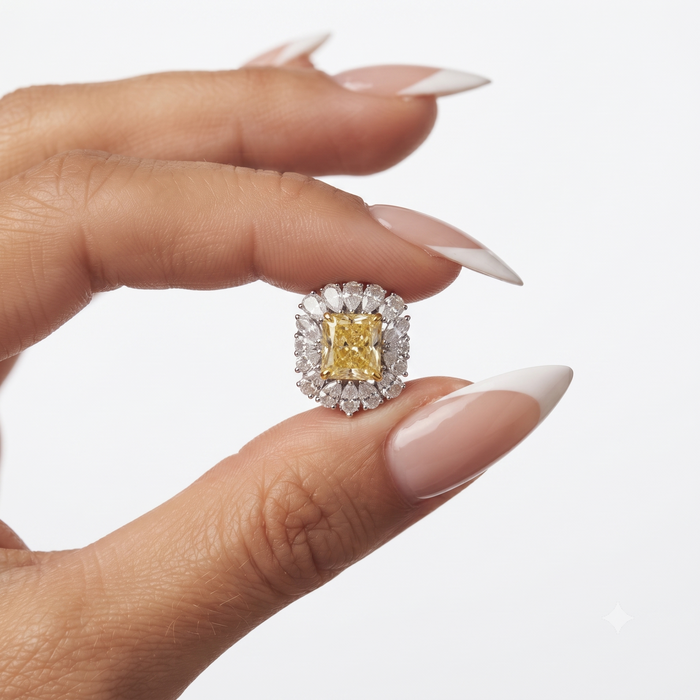 Sunflower Inspired Fancy Yellow Diamond Earrings