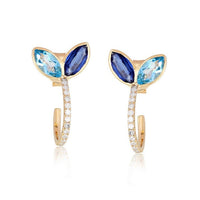 Diamond Sovereign Hoop Earrings in 14K Yellow Gold