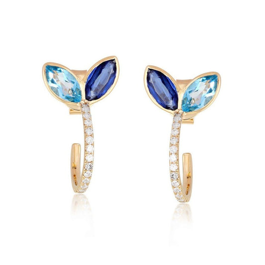 Diamond Sovereign Hoop Earrings in 14K Yellow Gold