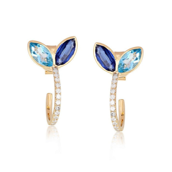 Diamond Sovereign Hoop Earrings in 14K Yellow Gold