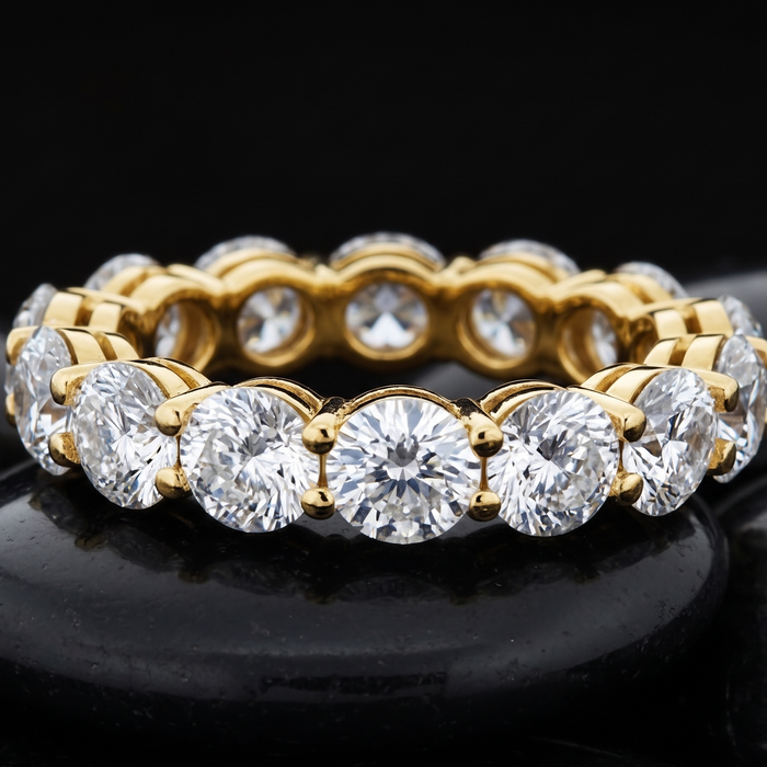 Seven Carat Round Diamond Eternity Band Ring in 14K Gold