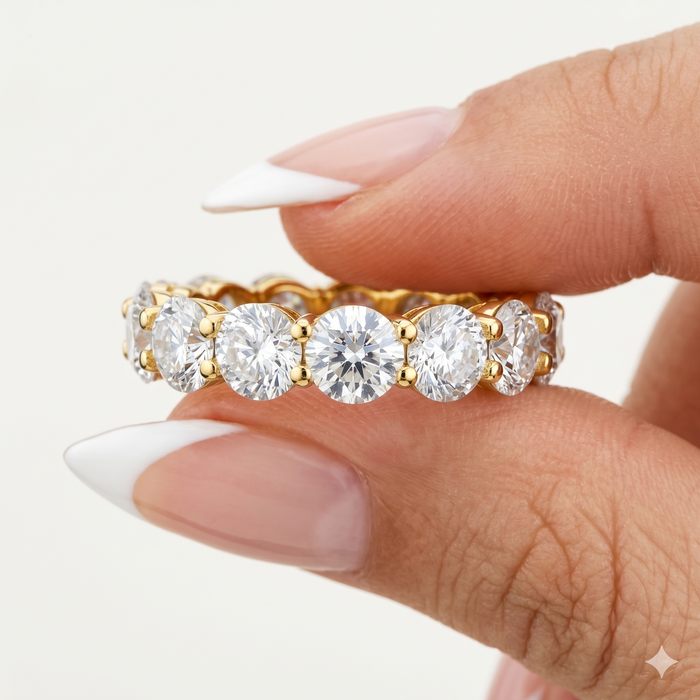 Seven Carat Round Diamond Eternity Band Ring in 14K Gold