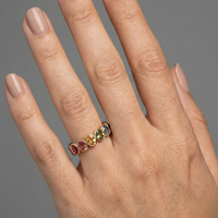 Multi-Color Oval Sapphire 14K Gold Eternity Ring