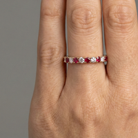 Ruby & Diamond Eternity 14K Gold Band Ring