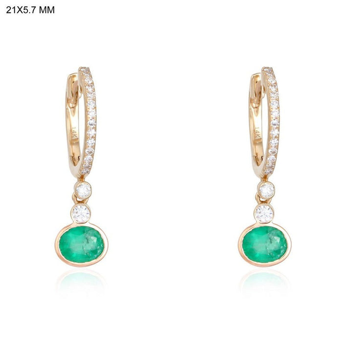 Charming Gemstone 14K (or 18k upon request) Yellow Gold Diamond Drop Earrings
