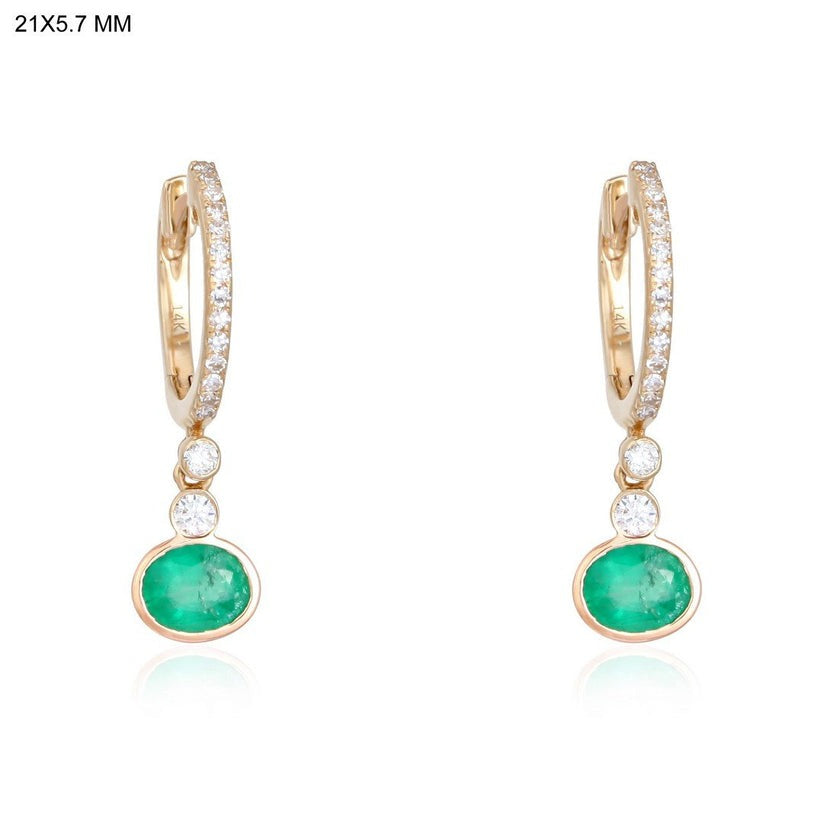 Charming Gemstone Diamond Drop Earrings in 14K Yellow Gold