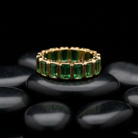 Vibrant Rectangular Emerald-Cut 14K Diamond Band Ring