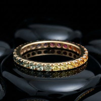 Radiant Multi-Color Sapphire Eternity Band 14K Gold Ring