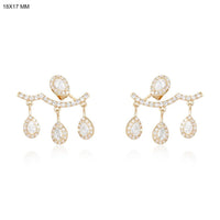 Teardrop Diamond Cluster Ear Jacket Earrings in 14K Yellow Gold