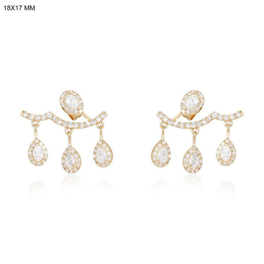 Teardrop Diamond Cluster Ear Jacket Earrings in 14K Yellow Gold