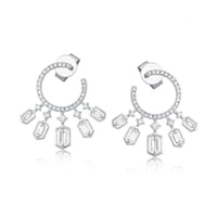 Baguette Diamond Drop Earrings in 14K White Gold