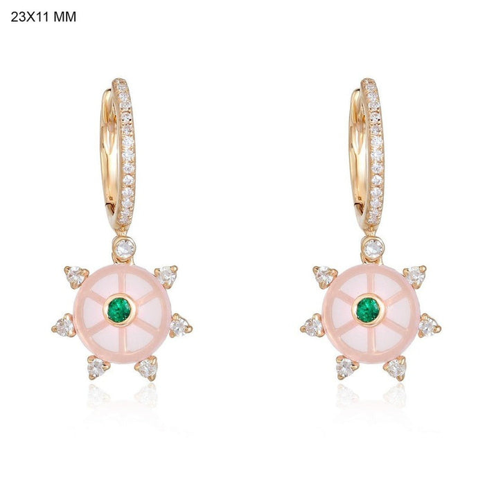 Turquoise Butterfly 14K (or 18k upon request) Yellow Gold Diamond Drop Earrings
