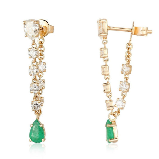 Droplets Diamond Clip Drop Earrings in 14K Yellow Gold