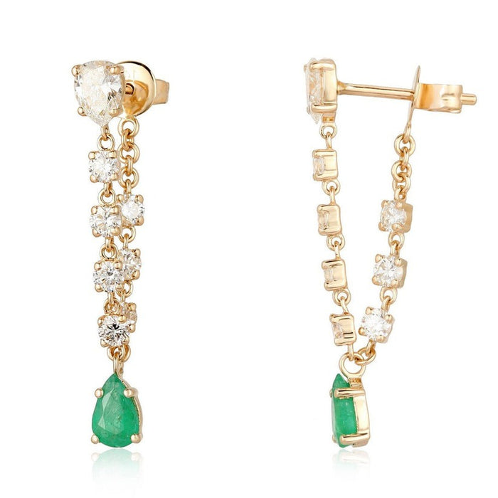 Droplets Diamond Clip Drop Earrings in 14K Yellow Gold