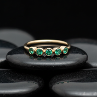 Emerald Round Green 14K Gold Stacking Ring