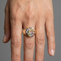 Rainbow Multi-Gemstone 14K Yellow Gold Signet Ring